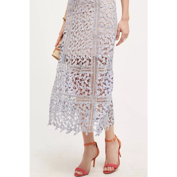 Elliatt Tingle Floral Crochet Lace Overlay Midi Dress Lilac Grey Purple Nude M - Picture 2 of 16